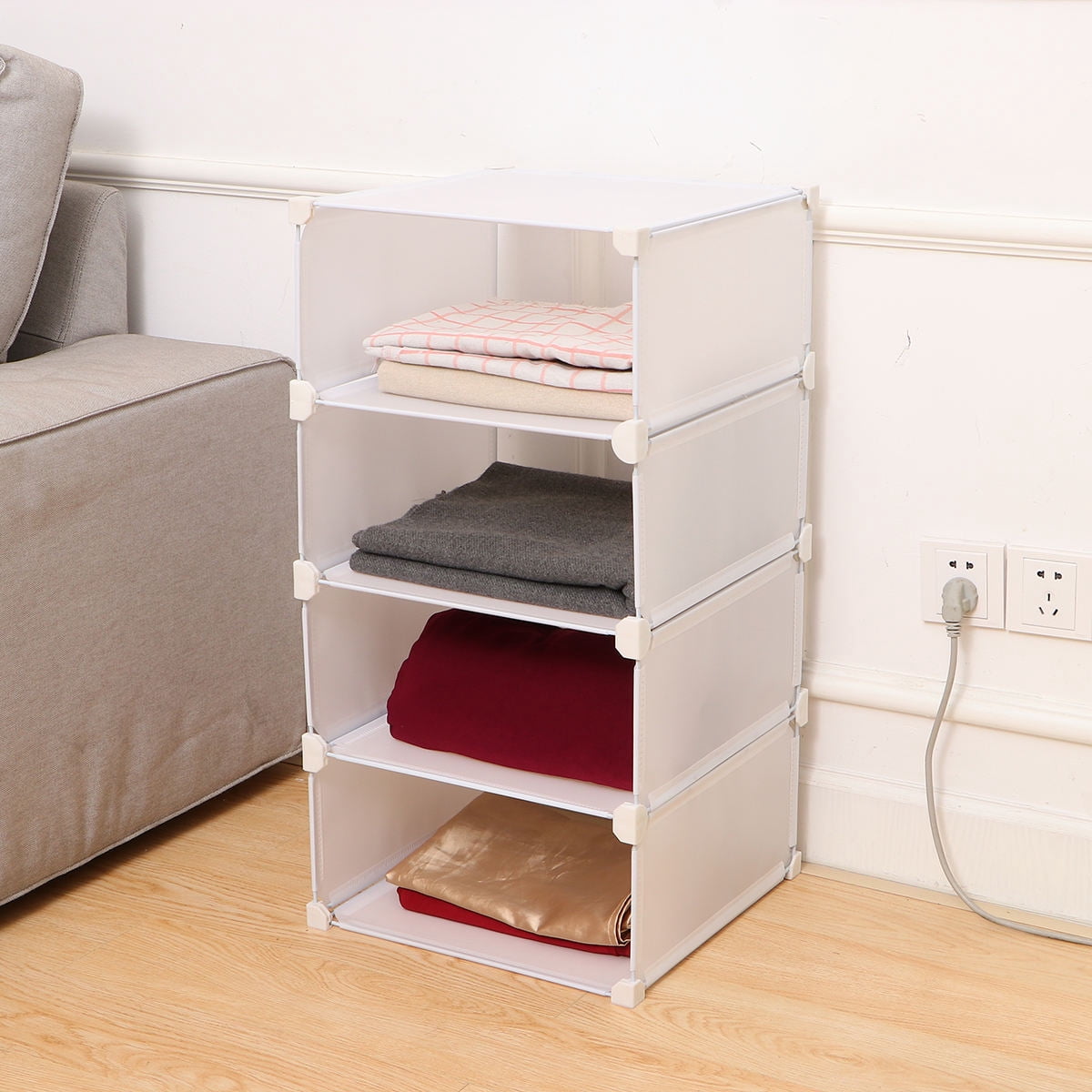 WRITWAA Wardrobe Rack Storage Rack Resin Clothes Storage Adults ...