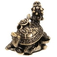 thumbnail image 1 of WRITWAA Vintage Golden Copper Dragon Turtle Statue, Metal Desktop Figurine for Home Office Decor, 1 of 7