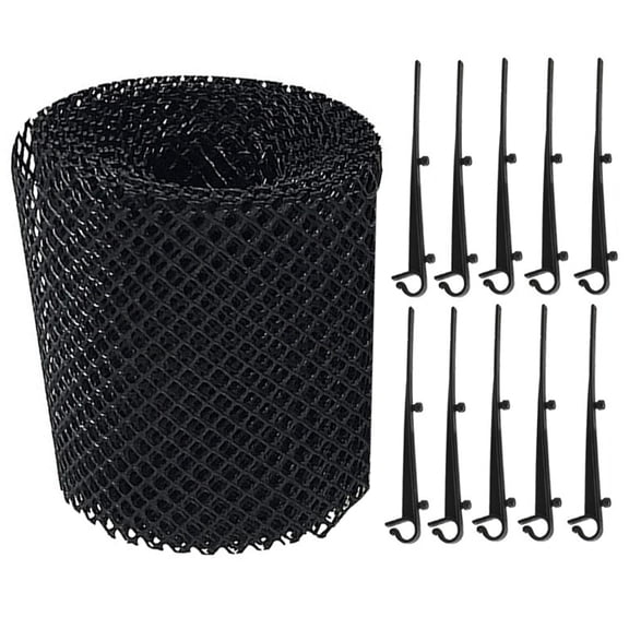 WRITWAA 1Set Ladder Gutter Guard Black Plastic Mesh Screen for Home Use with Fastening Stakes