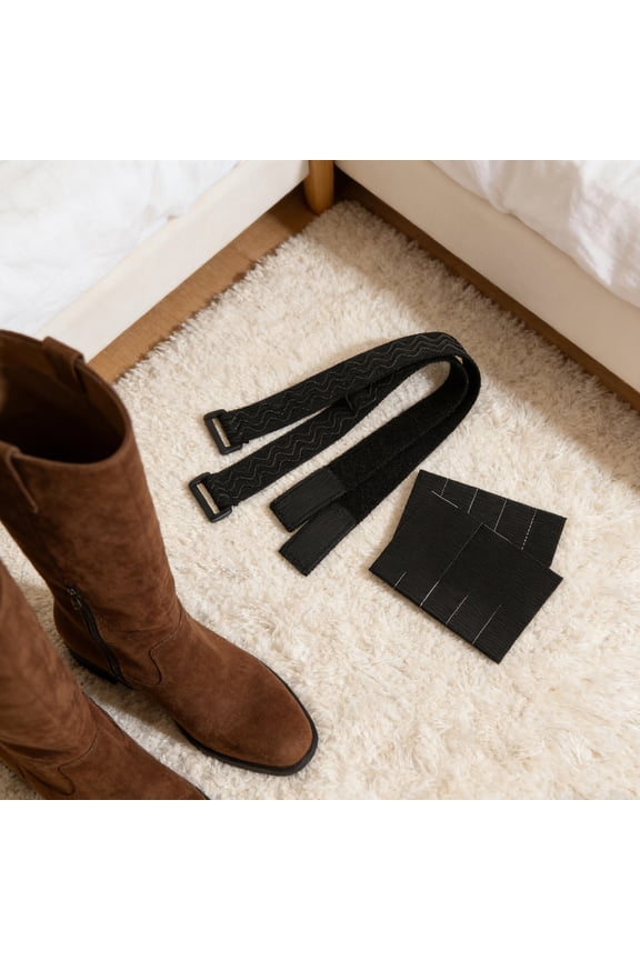 Elastic Boot Straps for Tall Boots with Hook and Fastener, Anti-Slouch Support, 1 Set