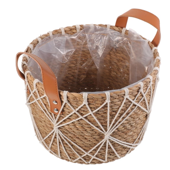 WRITWAA 1Set Floor Basket White Straw Weaving Basket for Living Room Decoration
