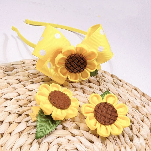 WRITWAA Sunflower Hair Accessory Set with Headband and Clip, Comfortable Floral for Daily Wear and Outdoor Activities