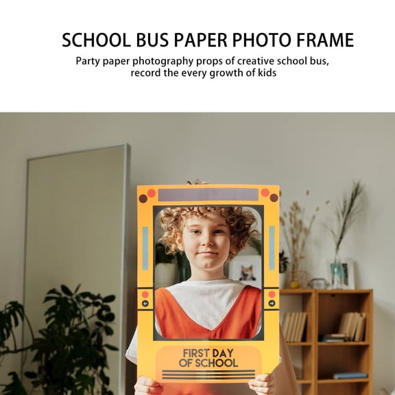 WRITWAA Orange School Bus Photo Frame for Classroom Decor, Party Supplies, Back to School, 1 Piece