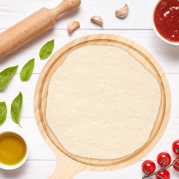 WRITWAA 1Set Pizza Spatula Paddle for Baking Bread 10 Inch Round with 1.6cm Thickness in Beige