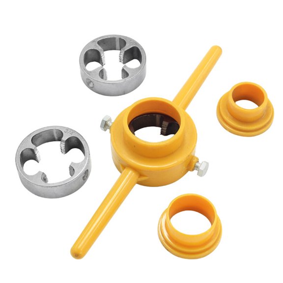 WRITWAA 1Set Plumbing Tool Kit Yellow Water Threading Die Tap Wrench Set for Pipe Repairs