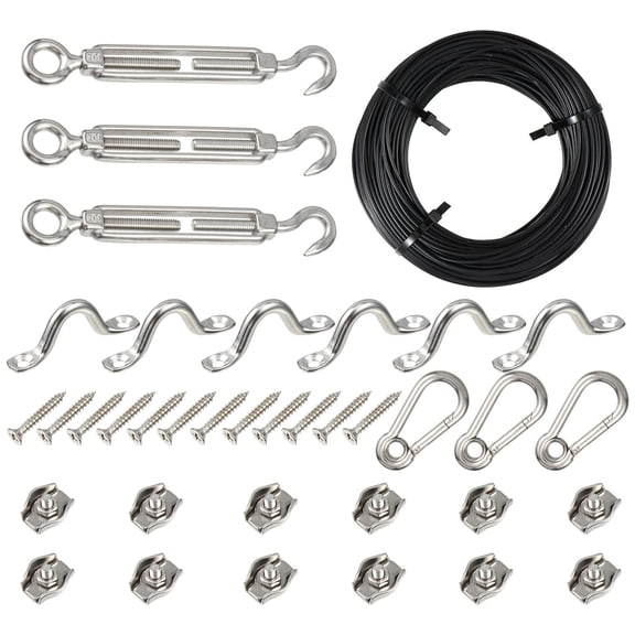WRITWAA 1Set String Light Hanging Wire Kit Stainless Steel Rope Strong Weather Resistant