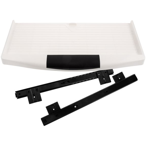 WRITWAA 1Set White Keyboard Storage Tray with Side Mount Keyboard Guide Rail for Desk