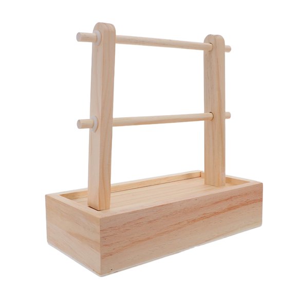 WRITWAA 1Set Wooden Yarn Storage Organizer with Double Holder and Built in Needle Storage Box