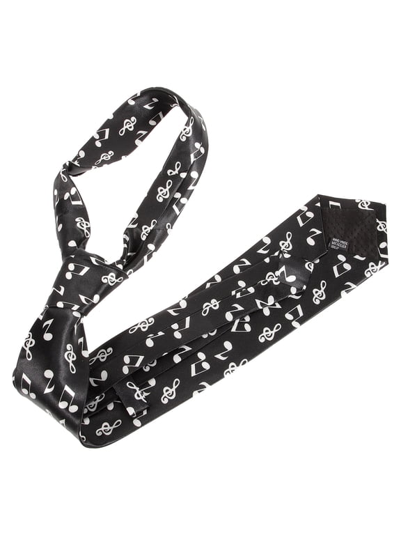 1pc 8cm Width Notes Printing Necktie Imitated Satin Casual Tie Costume Prop
