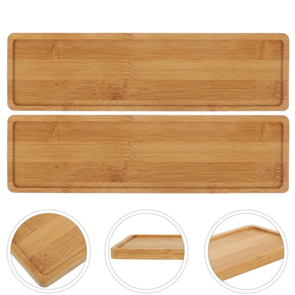 WRITWAA Bamboo Plant Trays Khaki Durable Water Catcher for Indoor Storage 2Pcs
