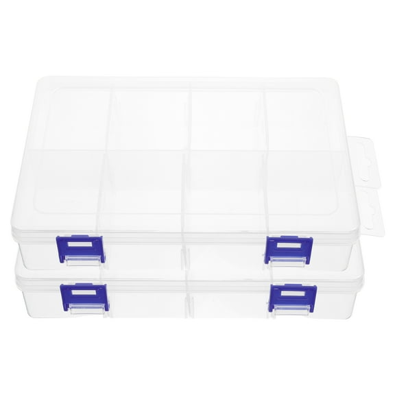 WRITWAA Plastic Storage Container, Large Capacity, Compartment Design, Ideal for Hardware, Jewelry, 2Pcs