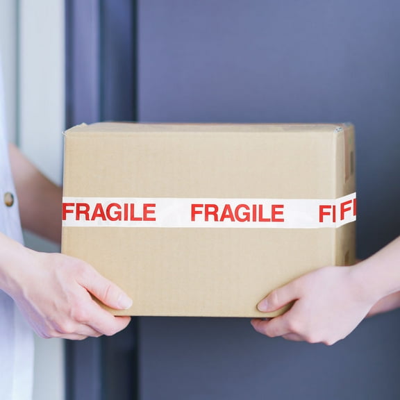 WRITWAA 2 Rolls Fragile Tape BOPP Film Red Warning Tape for Packaging Small Business Shipping Supplies