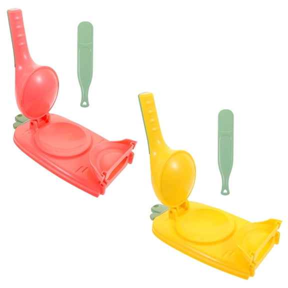 WRITWAA 2-Pack Bright Yellow Dumpling Maker Molds Plastic Pressing Tools for Easy Dumpling Skin Shaping in Kitchen Home & Restaurant