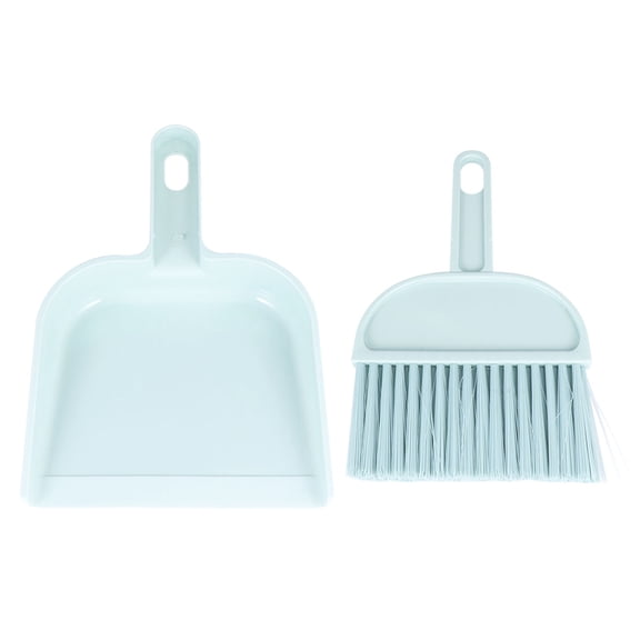 WRITWAA 2 Sets Portable Design Mini Dust Pan Set Plastic Blue for Pet Owners