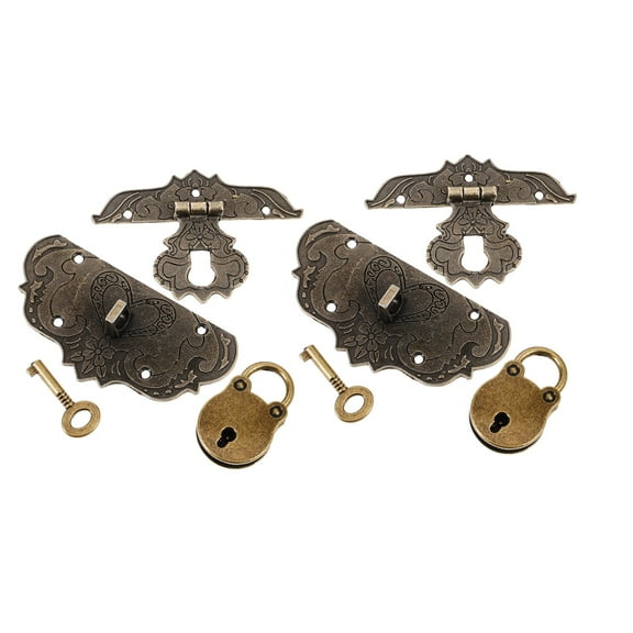 WRITWAA 2 Sets Treasure Chest Padlock Vintage Latch with Key for Home Decor and Gift Giving