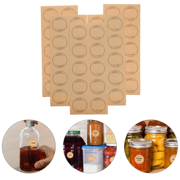 WRITWAA Brown Round Sealing Stickers Kraft Paper for Home Packaging Decor