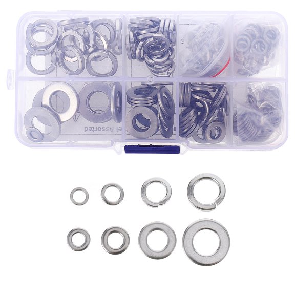 WRITWAA 200pcs Stainless Steel Flat Washers for Hardware Use, Rust Resistant Anti-Loosening Washers for Bolts and Screws