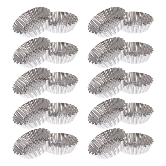WRITWAA Flower Tart Pans Nonstick Stainless Steel Silver for Baking 20Pcs