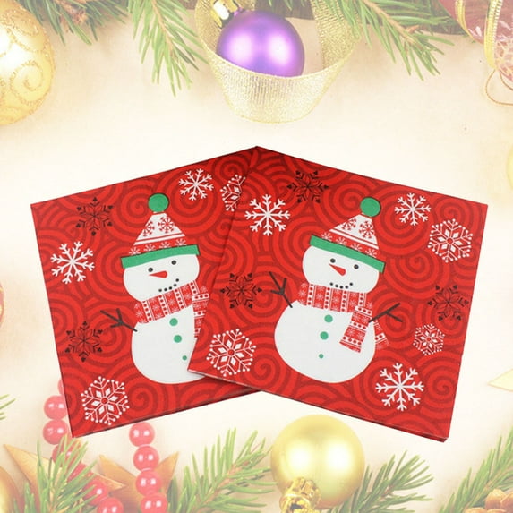 WRITWAA 20Pcs Christmas Napkins Red Snowman Printed Paper Napkins for Festive Holiday Home Decor