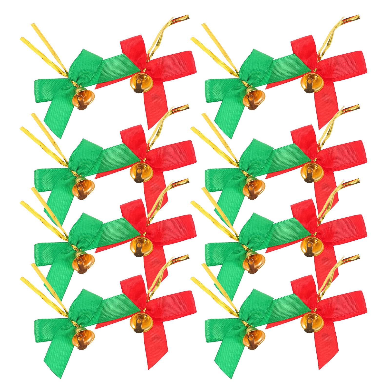WRITWAA Assorted Color Polyester Christmas Bows with Bells for Party Decor, 20Pcs