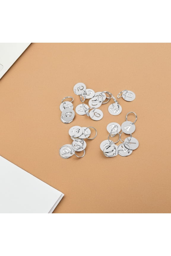 20Pcs Stainless Steel Number Plate Keychain with Clear Hollow Numbers for Easy Recognition