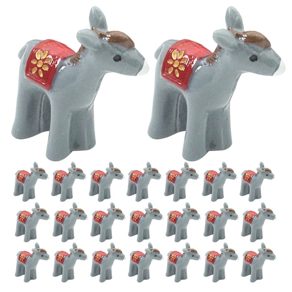 WRITWAA 24-Piece Miniature Olive Green Resin Donkey Figurines Tiny Animal Decor for Craft Projects