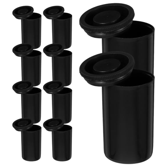 WRITWAA 24Pcs Black Film Canisters Plastic Camera Reel Holders with Caps for Outdoor Photography