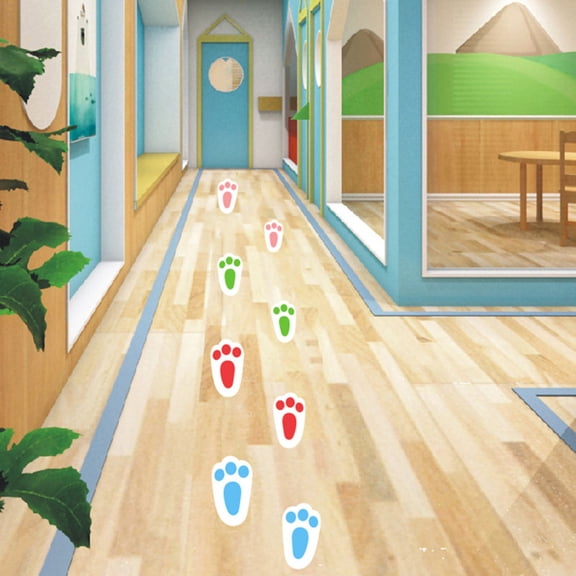 WRITWAA 24Pcs Footprints Stencils Wall Sticker Assorted Color for Easter Celebration