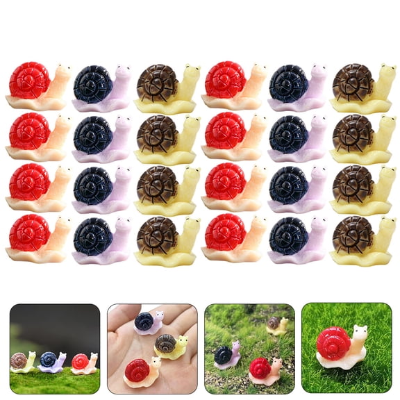 WRITWAA Resin Mini Snail Ornaments Green Decor Set of 24 Cute Garden Decorations