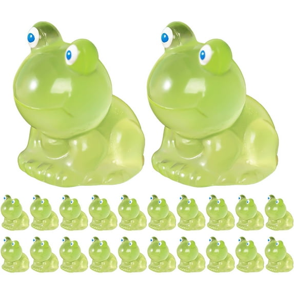 WRITWAA 25Pcs Lightweight Resin Frog Figurines Green Glow in The Dark Frog Decor for Home, Garden, Tabletop Display