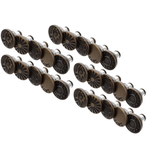 WRITWAA 25Pcs Metal Adjustable Jeans Waist Buttons Assorted Color Detachable Nail Free Button Studs