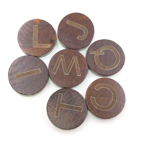 WRITWAA 26Pcs English Letters Chips Craft Wood Rounds Coffee for Pupils