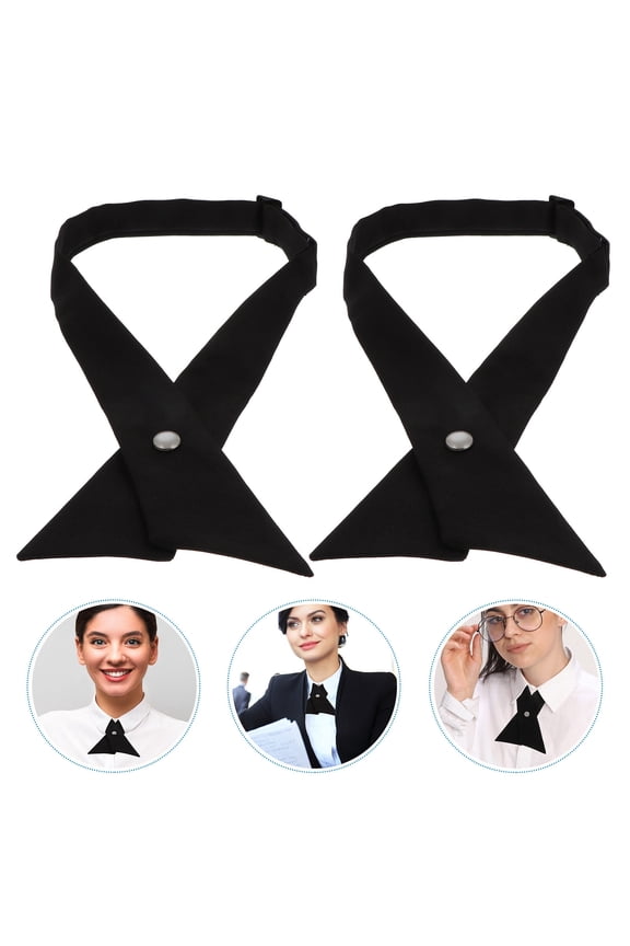 2PCS Black Adjustable Neck Ties with Petersham for School Uniforms and Students 26.8 x 2.0 x 0.8 inches