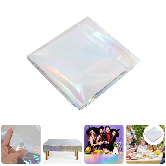 WRITWAA 2-Pack Aluminum Foil Rectangle Tablecloth, Stain-Resistant Table Cover for Home, Kitchen, Dining Table