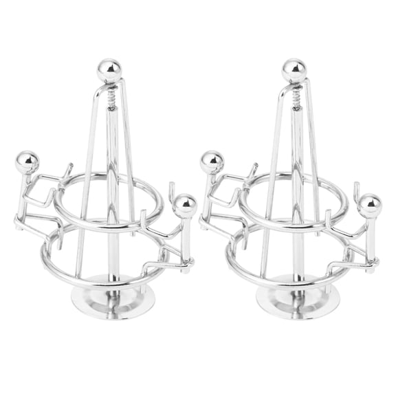 WRITWAA 2Pcs Plated Silver Metal Balancing Sculpture Desktop Ornament Physics Pendulum Decoration
