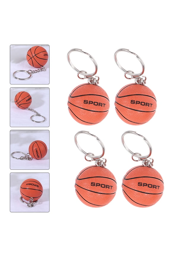 2-Pack Orange Basketball Keychains Alloy Hanging Charms for Sports Fans and Work Accessories