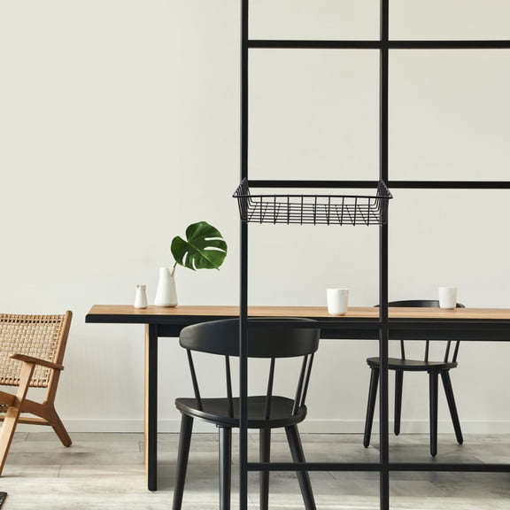 WRITWAA 2Pcs Black Grid Wall Basket Hanging Wall Organizer Nail Free Rust Resistant Wire Storage Rack
