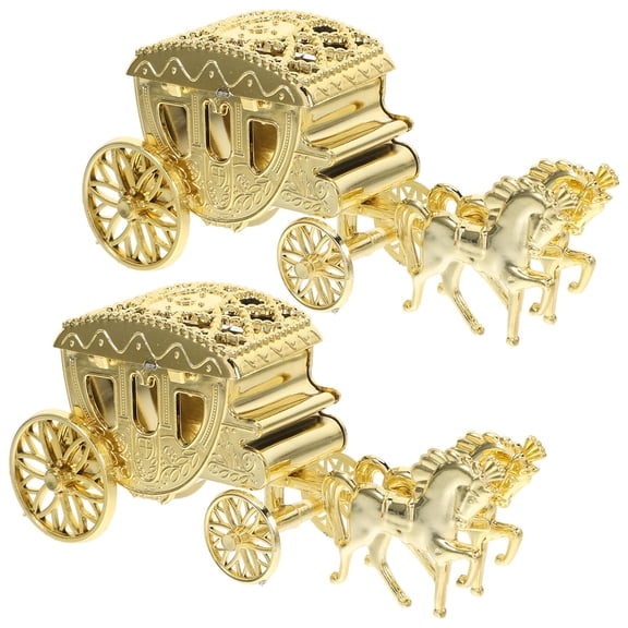WRITWAA 2Pcs Bride Candy Boxes Golden Plastic Elegant Design For Wedding And Celebrations