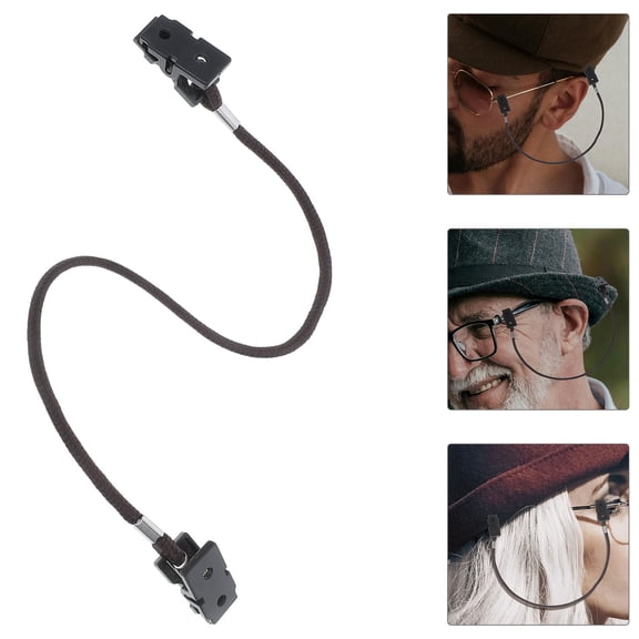 WRITWAA 2Pcs Brown Hat Clip Eyeglass Straps Windproof Glasses Holders for Outdoor Use