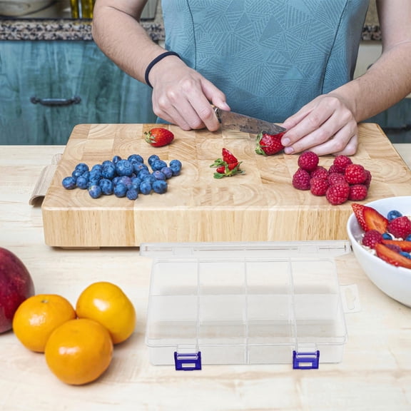 WRITWAA 2Pcs Clear Storage Box with Hanging Hole and Adjustable Dividers for Small Parts