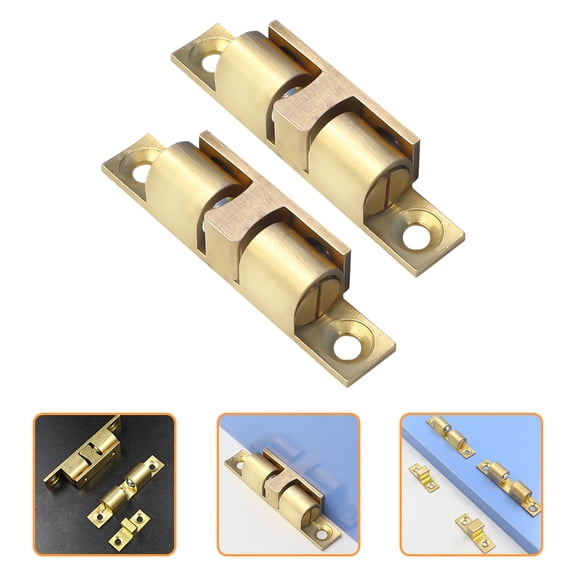 WRITWAA Brass Door Latch Catch Set, 2-Piece Yellow Brass Finish Hardware Kit for Secure Doors and Cabinet Closures