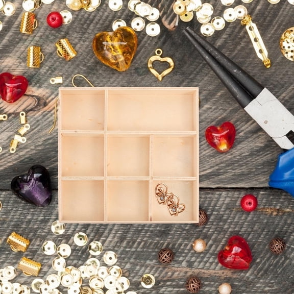 WRITWAA 2-Pack Hand Painted Wooden Storage Boxes Brown Wood Containers for Christmas Holiday Decor