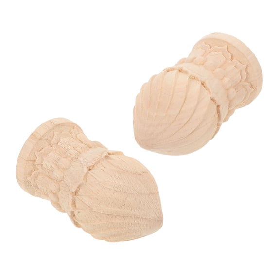 WRITWAA 2-Pack Beige Wood Carved Finials for Indoor Stair Balusters, Decorative Post Caps for Home Railings and Staircase Decor