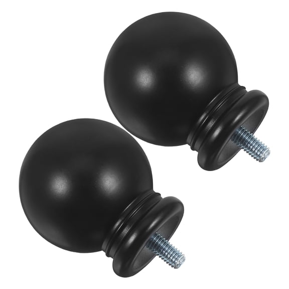 WRITWAA 2Pcs Plastic Curtain Rod End Caps Black Ball Head Finials for Home Curtains