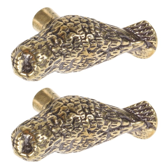 WRITWAA 2Pcs Brass Owl Door Handles Decorative Knobs with Creative Design for Furniture Decor