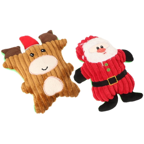 WRITWAA 2-Pack Deer Shape Dog Toys Soft Plush Interactive Pet Chew Toys Assorted Colors for