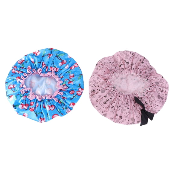 WRITWAA 2Pcs Waterproof Shower Hat Bath Cap with Elastic Band for Shower Use Assorted Color Durable Material