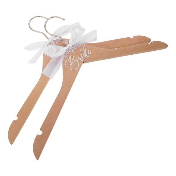 WRITWAA 2Pcs Wedding Dress Wood Hanger in Beige for Rehearsal Dinner and Giving
