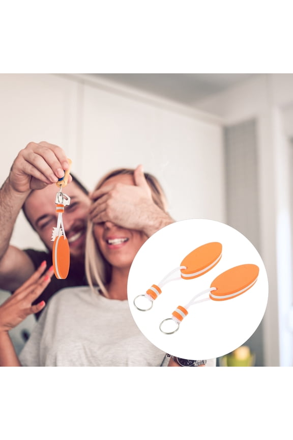Orange EVA Floating Boat Keychain, 2 Pieces, Key Holders for Marine and Outdoor Use