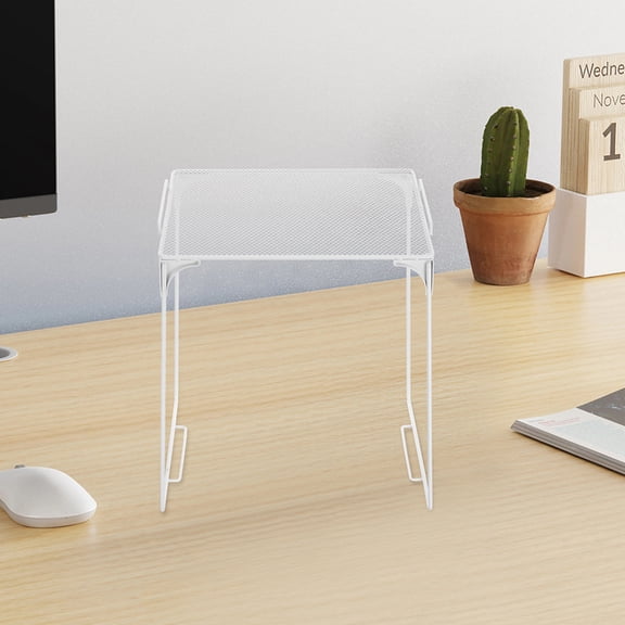 WRITWAA 2Pcs Foldable Stackable Wire Shelf Rack Metal Mesh Organizer for Kitchen Counter and Office